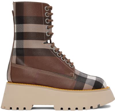 burberry check back boots